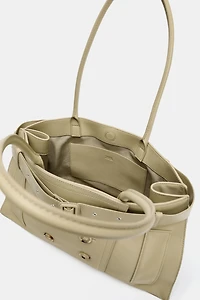 LEATHER CITY BAG WITH BELT DETAIL