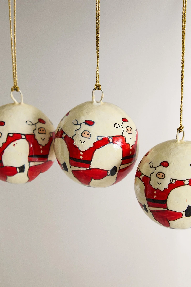 LOT D'ORNEMENTS DE SAPIN BOULE PÈRE NOËL (LOT DE 3)