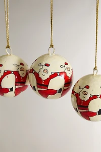 SET OF SANTA CLAUS CHRISTMAS TREE BALL ORNAMENTS (SET OF 3)