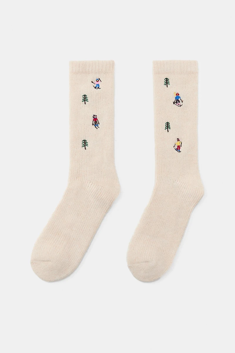 EMBROIDERED TALL SOCKS