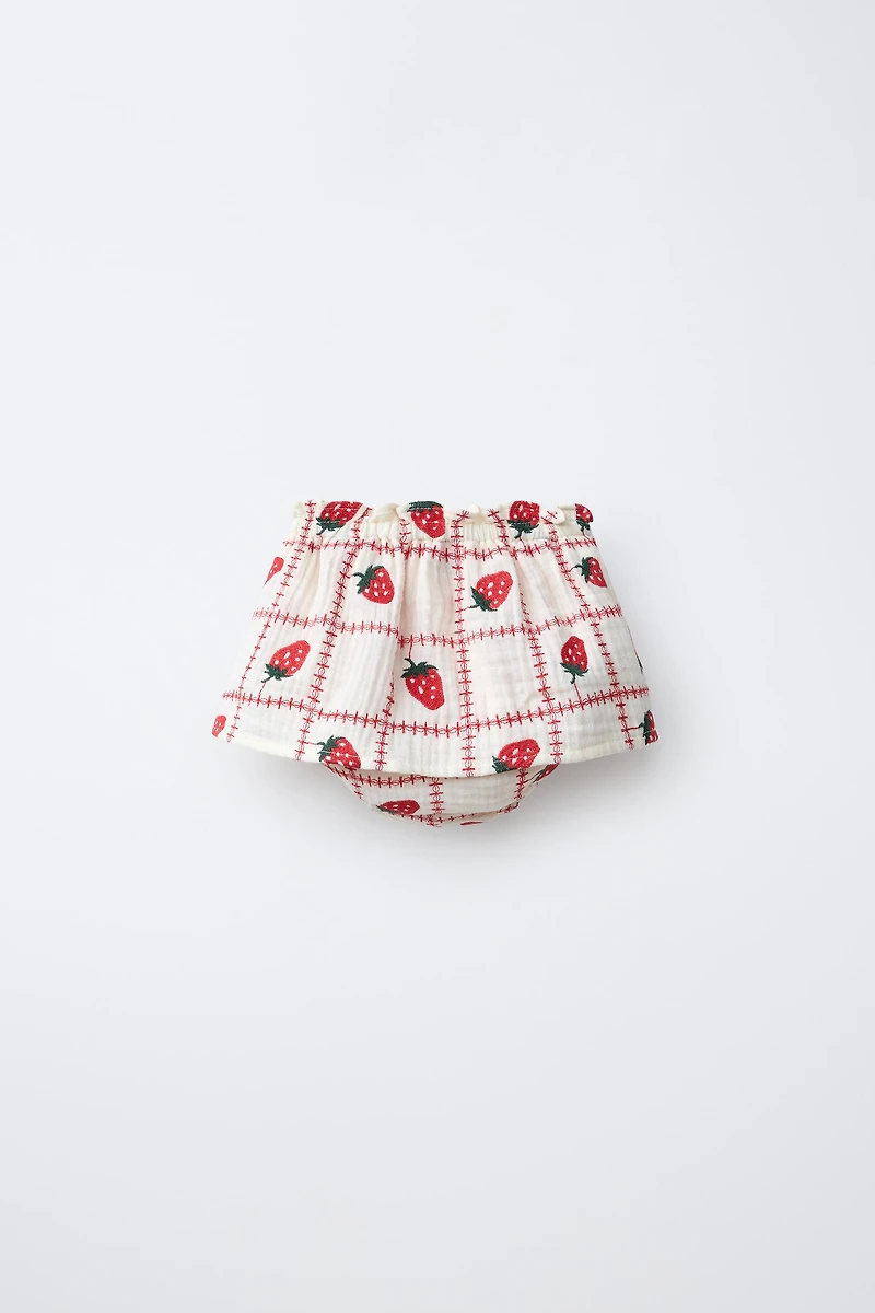 CULOTTE JUPE BRODÉE FRAISES CASA LAWA X ZARA KIDS