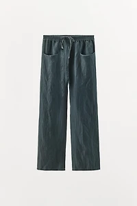 LINEN PANTS WITH CONTRAST STITCHING