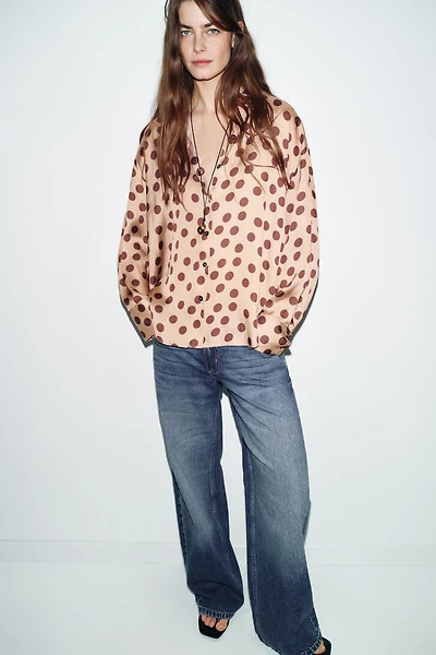 POLKA DOT SATIN EFFECT SHIRT