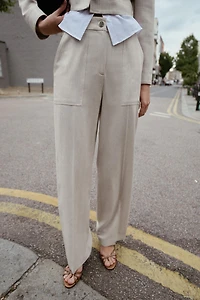TOPSTITCHED STRAIGHT LEG PANTS