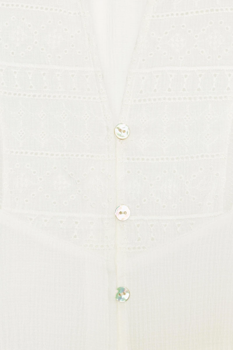 EMBROIDERED RUFFLE TOP