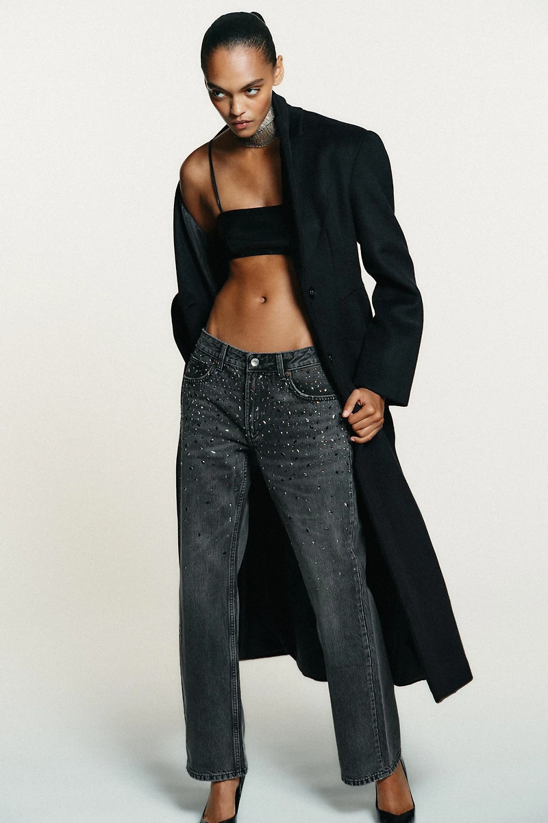 JEAN TRF DROIT STRASS TAILLE BASSE