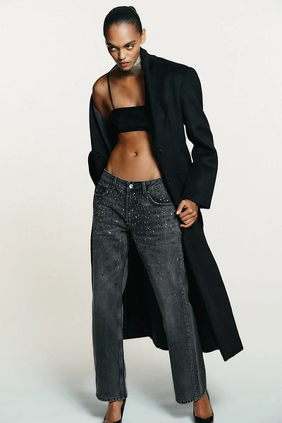 JEAN TRF DROIT STRASS TAILLE BASSE