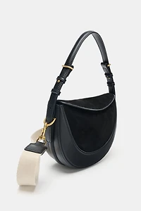 CROSSBODY BAG WITH LEATHER FLAP DETAIL