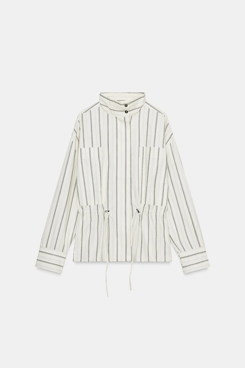 STRIPED PAJAMA SHIRT WITH POCKETS