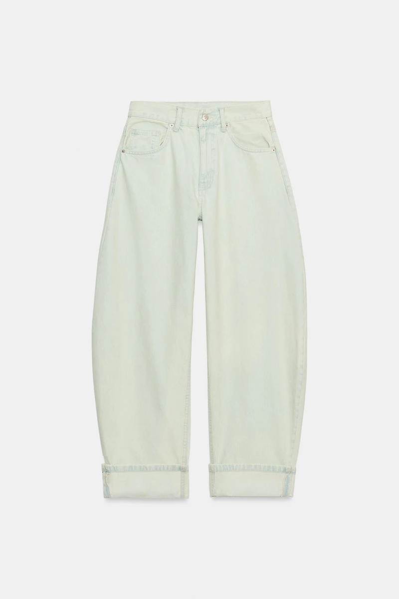 TRF MID-RISE FOLDED HEM BARREL JEANS