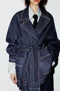 TRF DENIM SHORT TRENCH COAT
