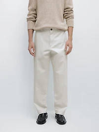 Pantalon tapered fit coton et lin