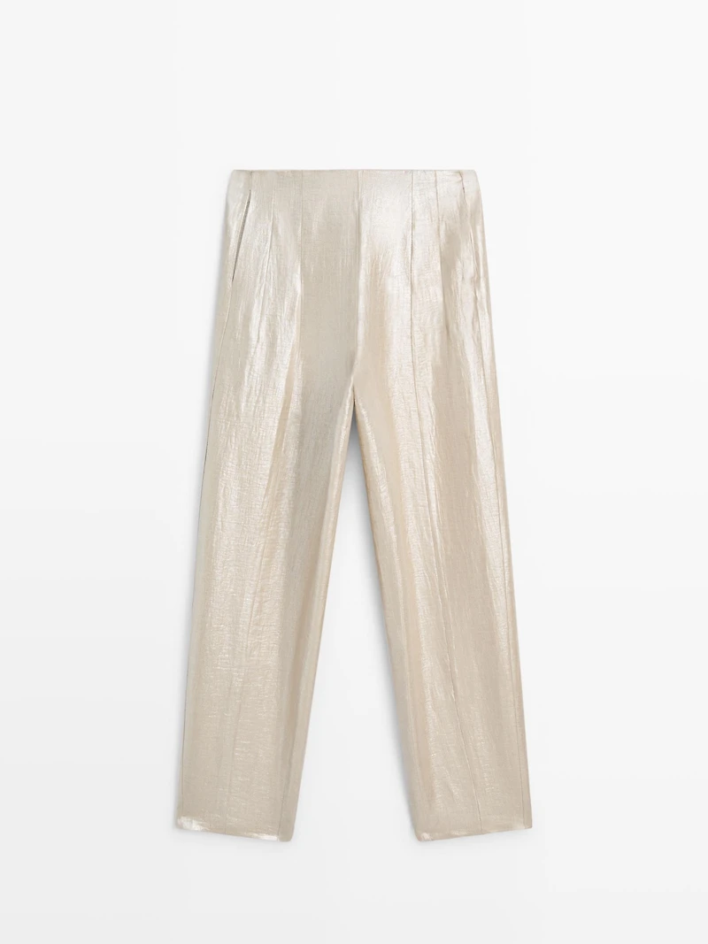 Flowing metallic linen trousers