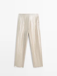 Flowing metallic linen trousers