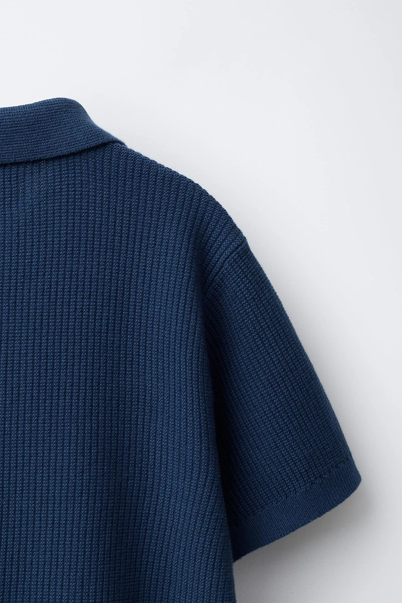 RIB-KNIT COTTON POLO SHIRT