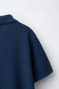 RIB-KNIT COTTON POLO SHIRT