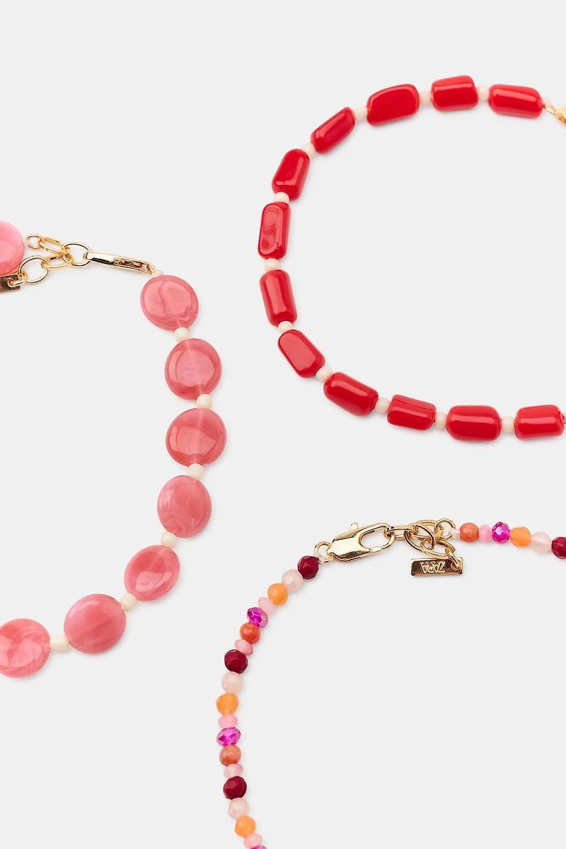3-PACK BEADED ANKLE BRACELETS