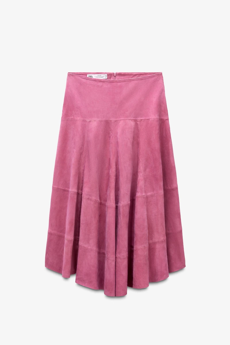 LIMITED EDITION ASYMMETRIC SUEDE MIDI SKIRT