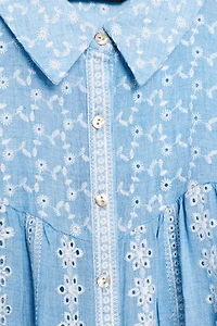 ROMANTIC EMBROIDERED EYELET BLOUSE