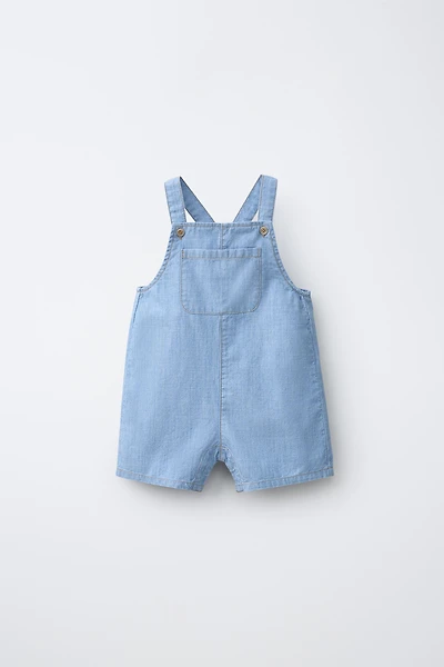DENIM OVERALL SHORTS