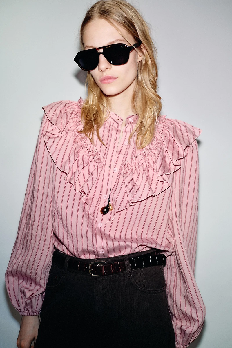 RUFFLED STRIPED SHIRT