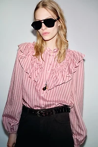 RUFFLED STRIPED SHIRT