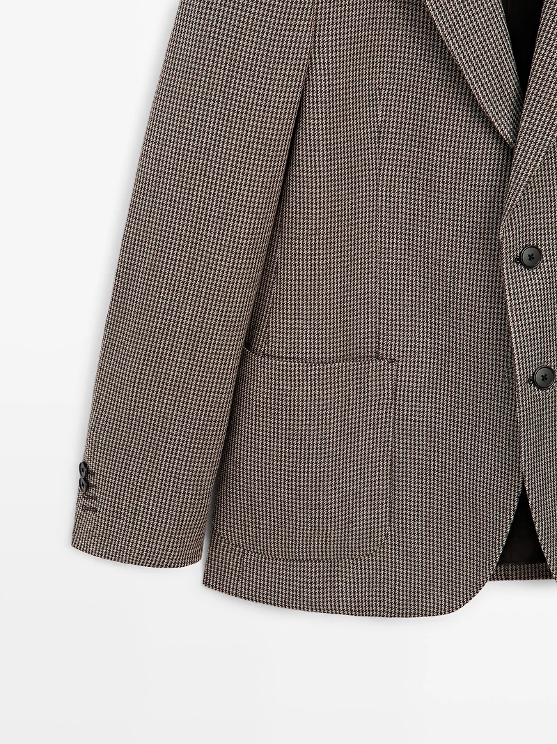 Wool blend houndstooth blazer