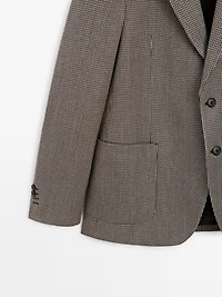 Wool blend houndstooth blazer