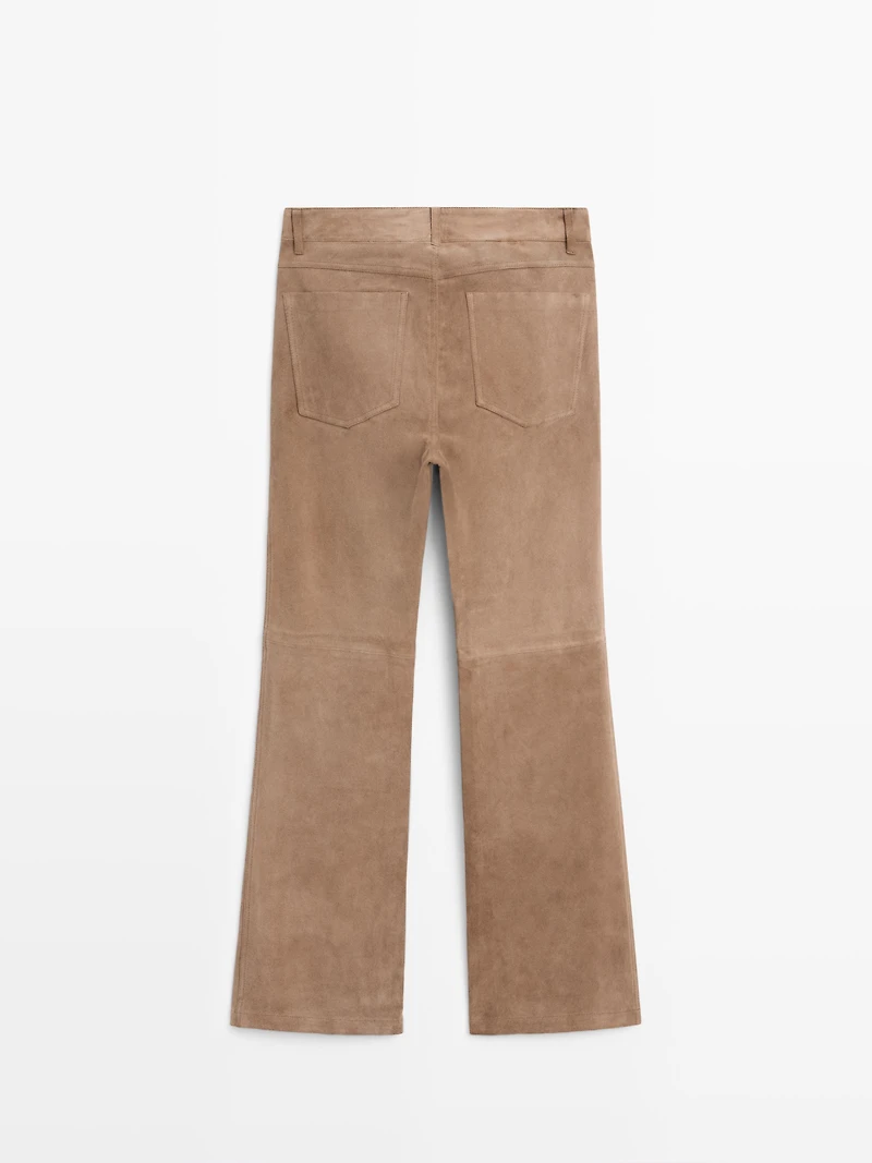 Flare fit suede leather leggings