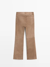 Flare fit suede leather leggings