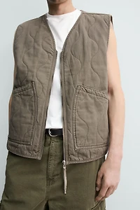 WASHED TOPSTITCHED VEST