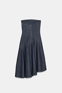 ASYMMETRIC TRF DENIM DRESS
