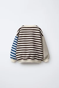 STRIPED SWEATSHIRT WITH FACE PATCH