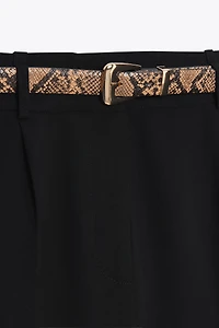 PLEATED BELTED SHORTS