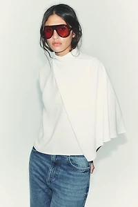 ASYMMETRIC CREPE CAPE TOP
