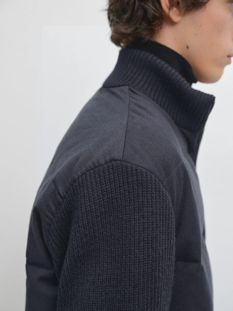 Veste en maille rembourrée de duvet mélangé