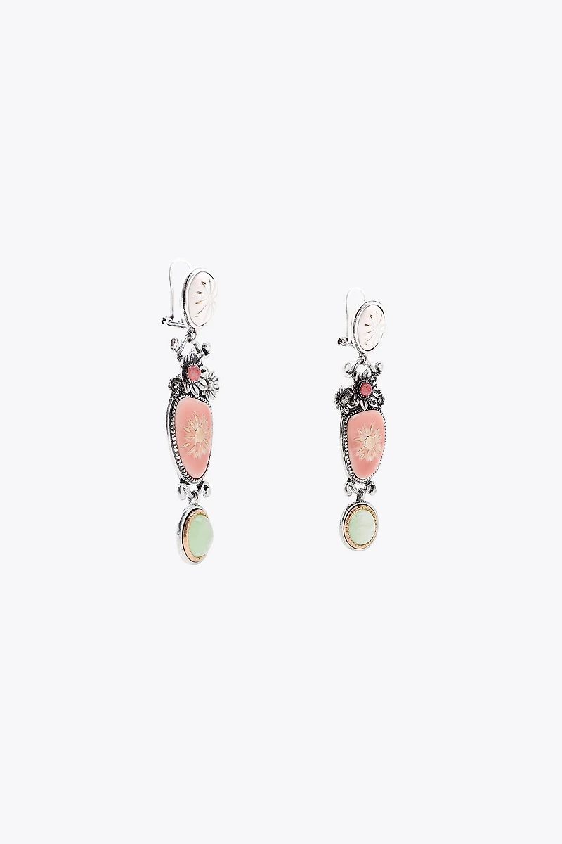 STONE FLOWER EARRINGS
