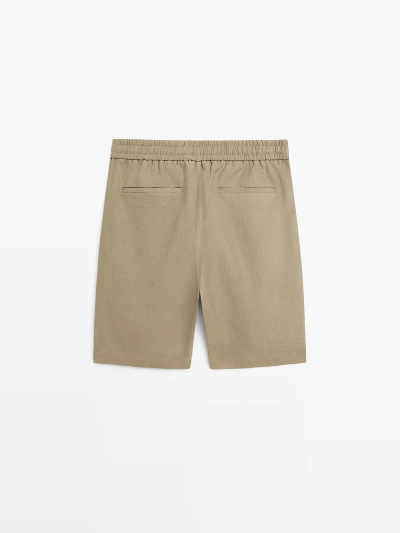 Linen jogger-fit Bermuda shorts