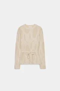 JACQUARD BELTED TOP