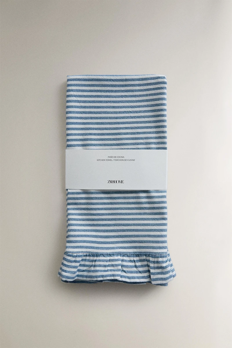 RUFFLED STRIPED KITCHEN TOWEL