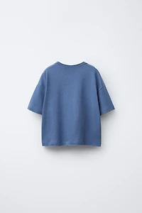 WASHED EFFECT T-SHIRT WITH COTTON AND LINEN