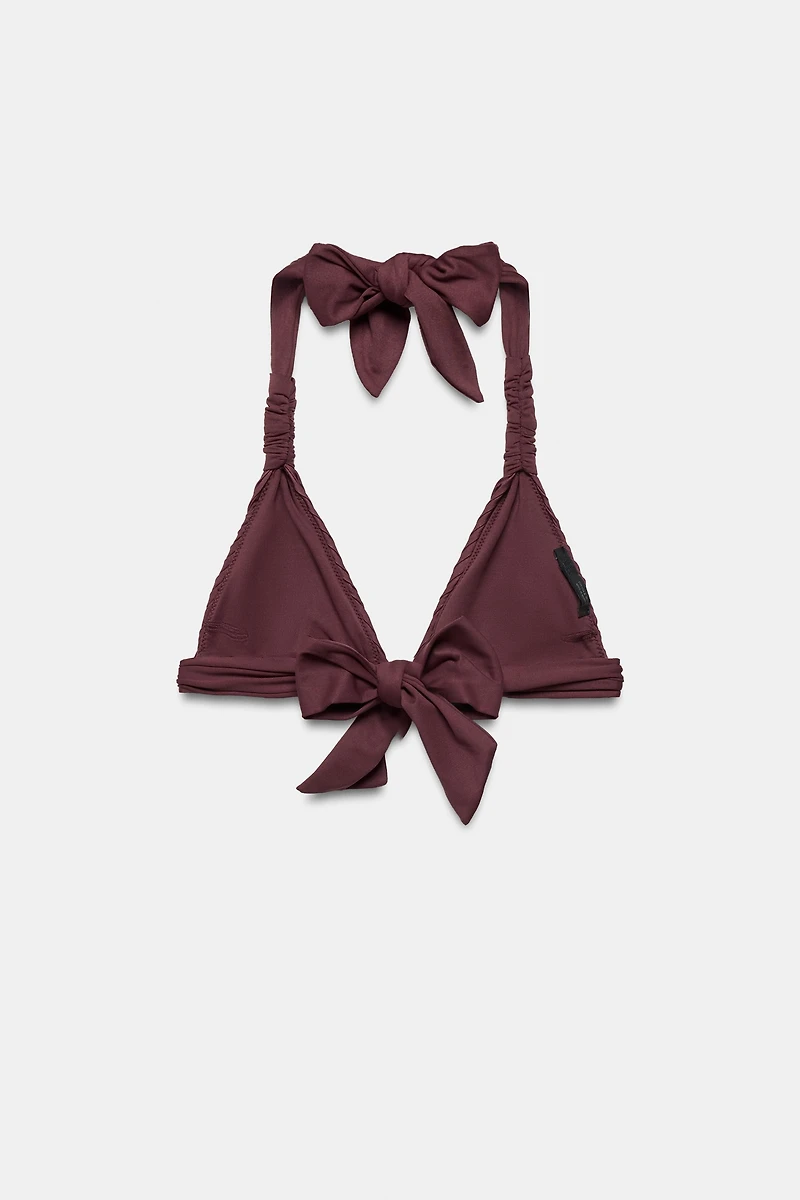 PLEATED TRIANGLE BIKINI TOP