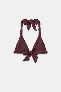 PLEATED TRIANGLE BIKINI TOP