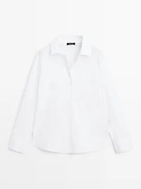 Cotton poplin shirt with dart detail