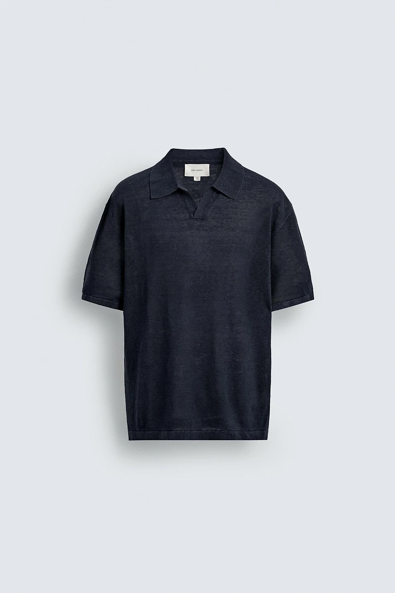 REGULAR FIT 100% LINEN KNIT POLO SHIRT