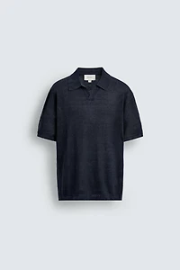 REGULAR FIT 100% LINEN KNIT POLO SHIRT