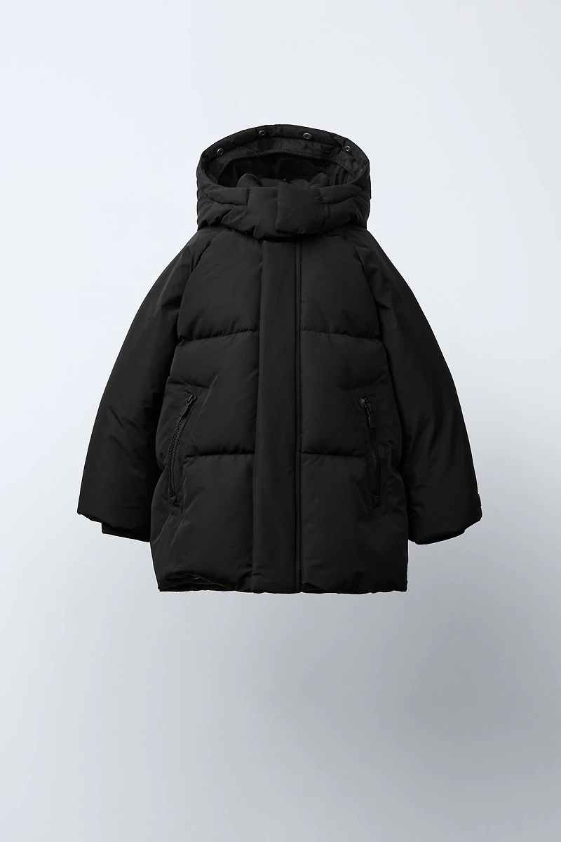LONG FEATHER AND DOWN WATER REPELLENT WIND RESISTANT PUFFER COAT