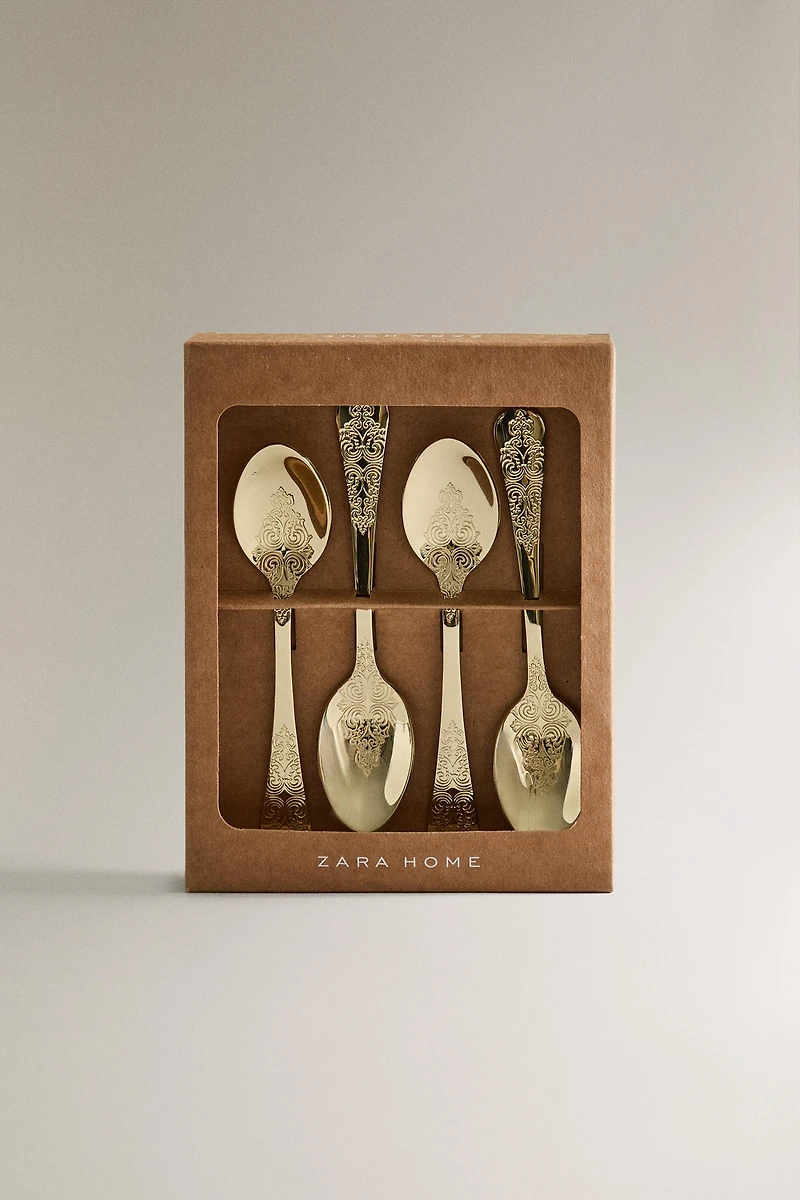 LOT CUILLÈRES À DESSERT GRAVÉES (LOT DE 4)