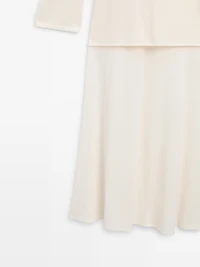 Double-layer knit dress with long sleeves