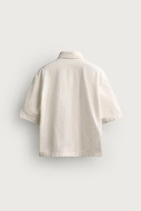 SURCHEMISE COUPE BOXY TEXTURÉE BRODÉE